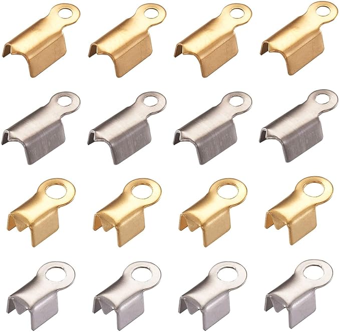 DIY Crafts Gold, Pack of 400 Pcs, 304 Stainless Steel Fold Over Crimp