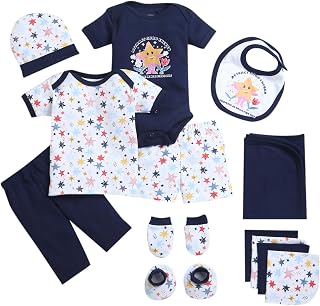 BUMZEE Navy & White Baby Boys Baby Gift Set Pack Of 13 Age - 0-3 Month