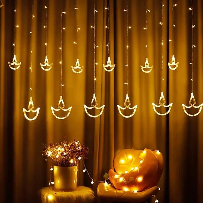 Desidiya Warm White Diya/Diwali Light CurtainString Lights with Pack o
