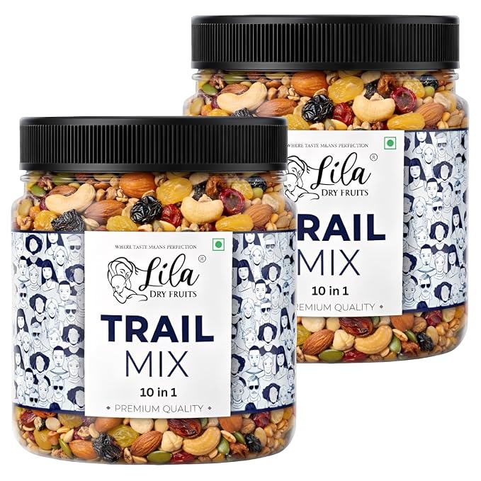 LILA DRY FRUITS Premium Trail Mix 1Kg (500g x 2) - Cashew Raisins (Bla