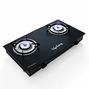 Lifelong LLGS10 Glass Top 2 Burner Manual Glass Gas Stove, Black (ISI