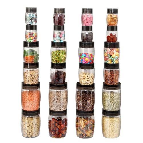 CELLO Clario Pet Storage Container for Kitchen Set of 24 Pcs Black | 8