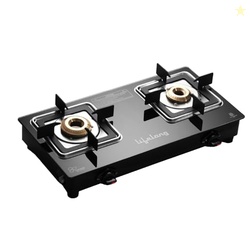 Lifelong Gas Stove 2 Burner | Premium Brass Burners, Glass Top, Manual