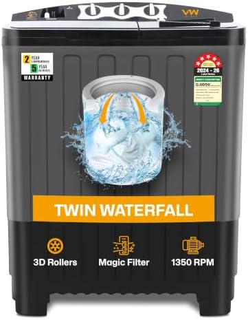 VW Visio World 7.5 kg 5 Star Aqua Spin Semi Automatic Top Load Washing