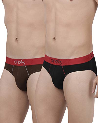 ONE8 by Virat Kohli Men's Solid Brief (Pack of 2) (102O-BROWN/Brown/Bl
