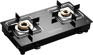 Gas Stove 2 Burner | Premium Brass Burners, Glass Top, Manual Ignition