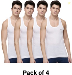 Dollar Pack of 4 Dollar Lehar Men Combed Cotton Round Neck Vest -Pack