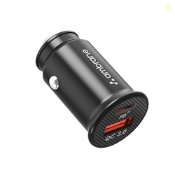 Ambrane 22W Fast Car Charger | Dual Port PD + QC | Type C & USB Car Ad