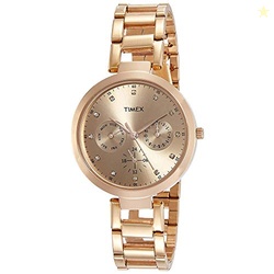 TIMEX Analog Watch for Women with Rose Gold Round Dial & Rose Gold Sta
