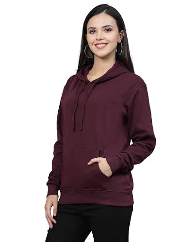 Style Quotient Women Maroon Hooded Oversized Sweatshirt