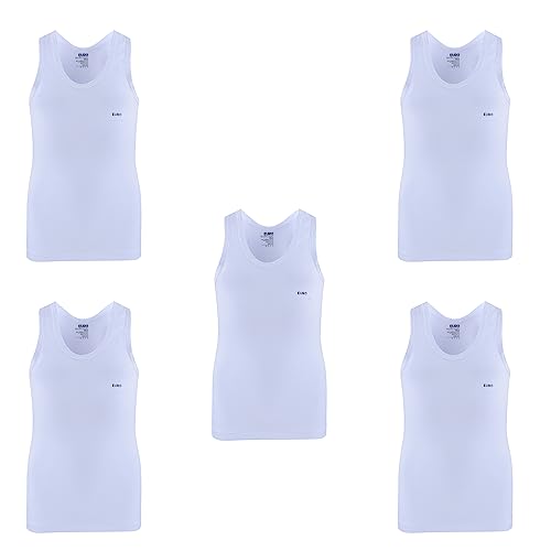 Euro Boy's Regular Solid (Pack of 5) Jr Micra Vest Round Neck_White_8-