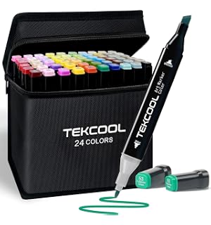 Dual Tip Colorful Art Markers Sketch Pens 24 Colors With Carrying Case
