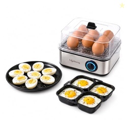 Lifelong 2-in1 Egg Boiler and Poacher 500-Watt (Black), Boil 8 eggs, P