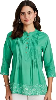 Amazon Brand - Myx Women's Cotton Printed A-line Short Kurti (PAG 6_BA