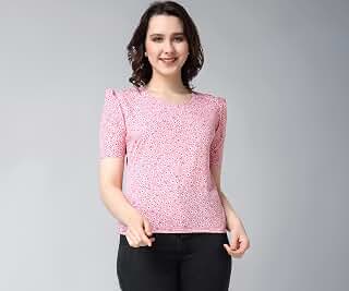 Casual Printed Puff Sleeves Round Neck Top for Women || Stylish Latest