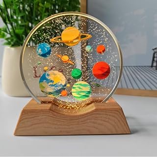 One94Store 3D Acrylic LED Night Light with Planet Design  Warm White A