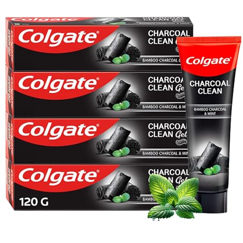 Colgate Charcoal Clean Black Gel whitening Toothpaste, 480 gm (120g x