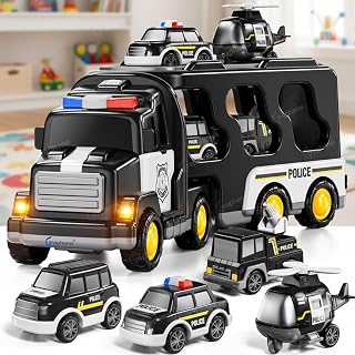 GRAPHENE 5 in 1 Friction Powered Police Truck Toy Car Set for Boy 3-10