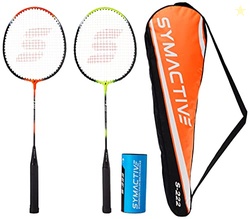 Amazon Brand - Symactive Badminton Kit with 2 Racquets & Nylon Shuttle