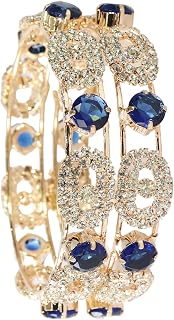 Rose CZ Amercian Diamond Alloy Metal Bangles Premium Kada Set For Wome