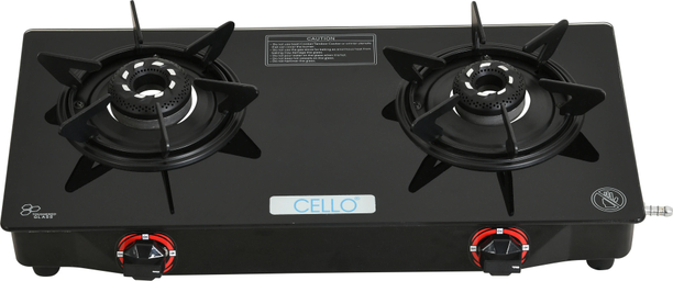 CELLO Hexa Manual Ignition Black Aluminium Alloy Burner Toughened Glas