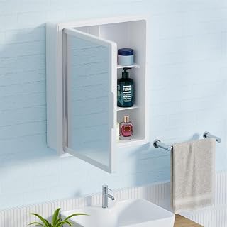 Lifelong Wall-Mounted Bathroom Cabinet with Mirror Door|Durable ABS Pl