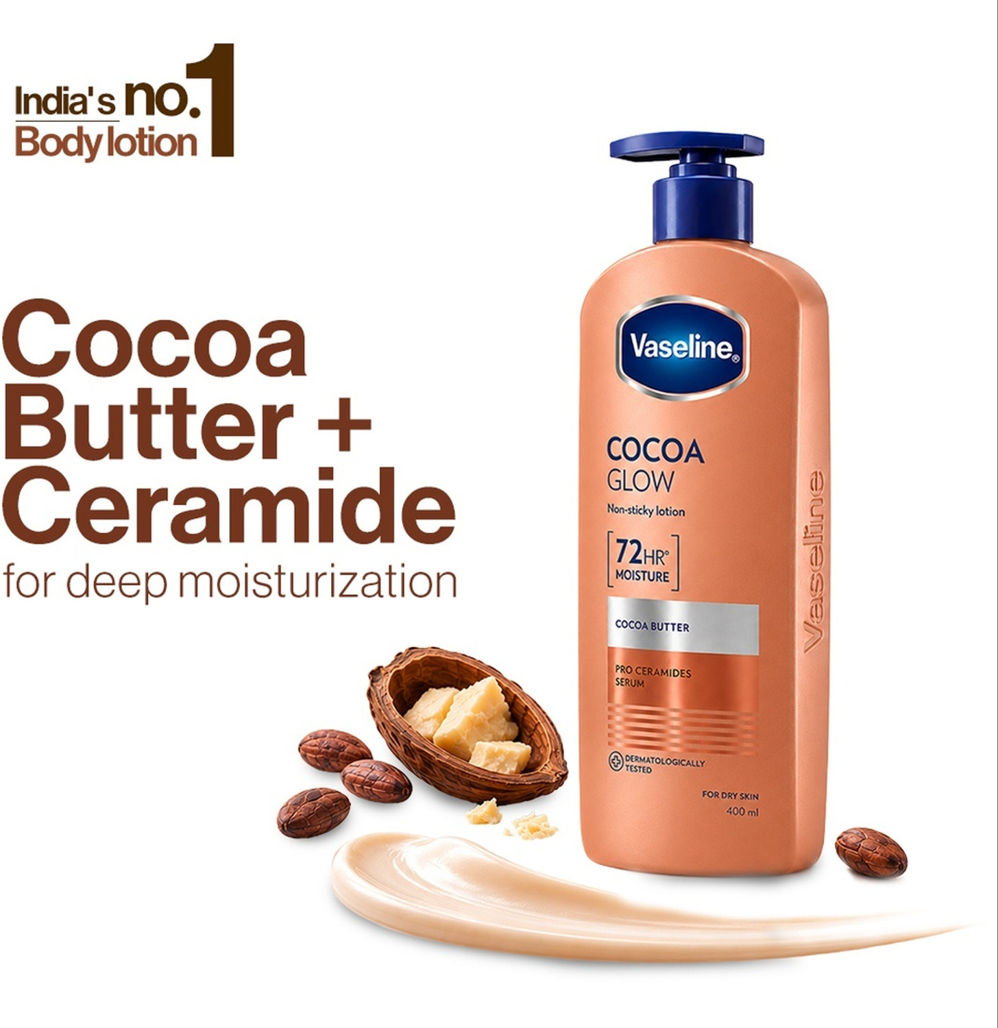 Vaseline Cocoa Glow Serum in Lotion With 100% Pure Cocoa Body Lotion F