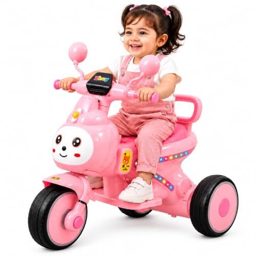 Zivvy Pink Electric Ride-On for Kids | Battery Powered Toy with LED Li