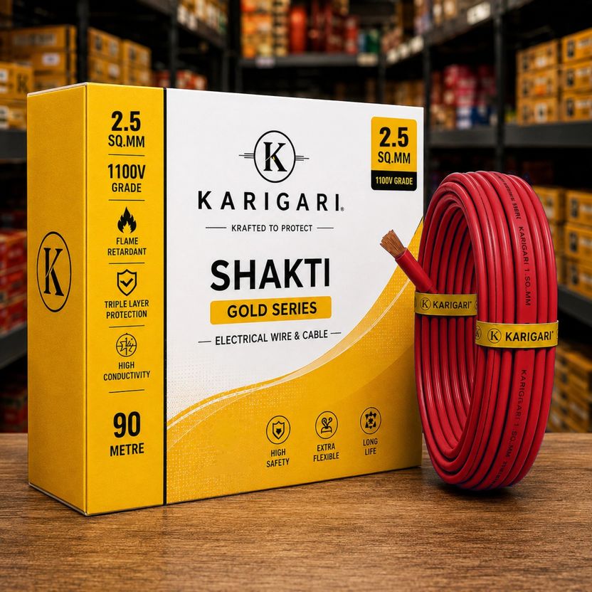 Shakti 2.5 Sqmm Electrical Wire|90m|Single Core|Copper|FR PVC Ins...mo