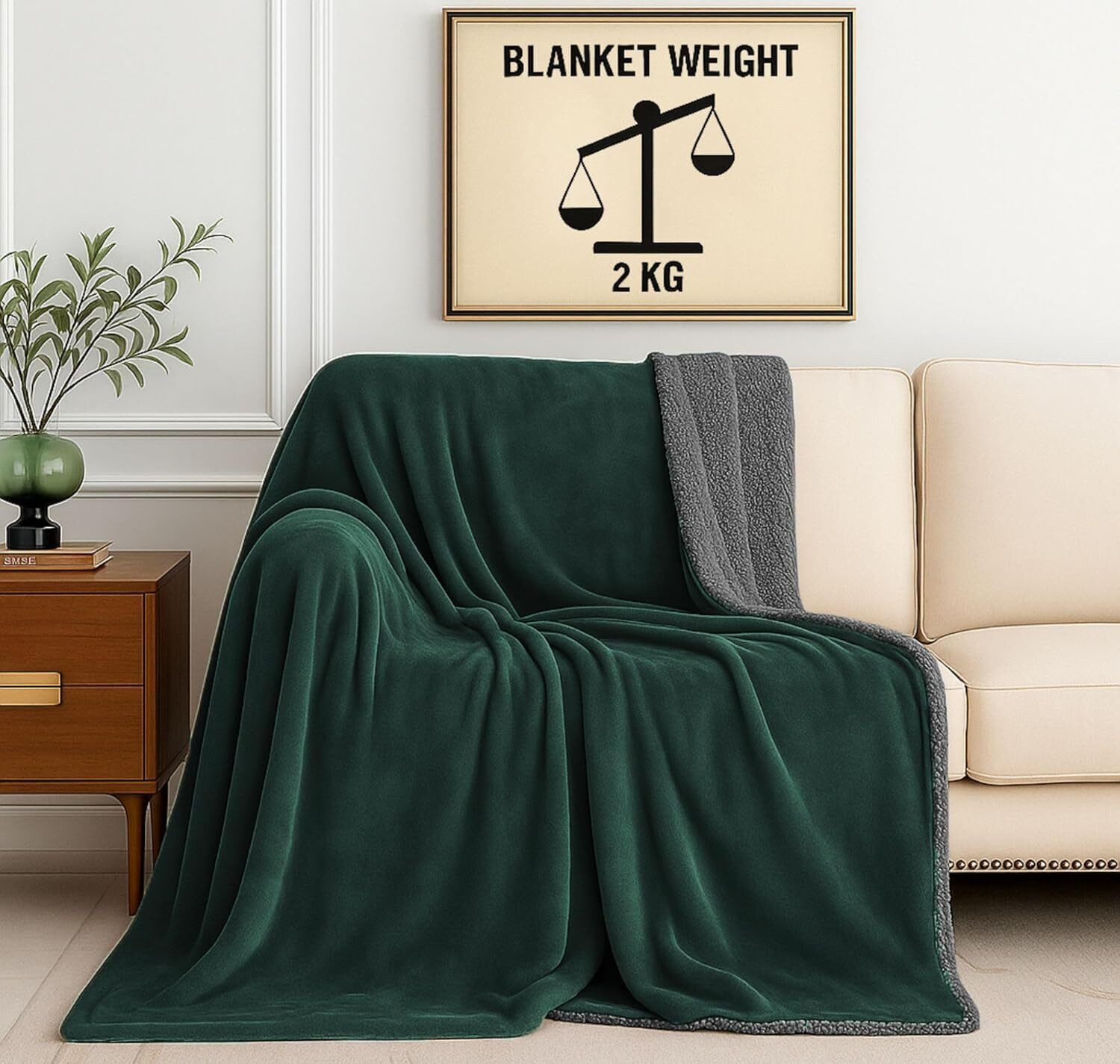 SANMARINO Solid Double Sherpa Blanket for  Mild Winter