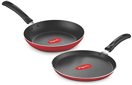 Pigeon Aluminium Non Stick Tawa-Fry Pan Gift Set (Red) - Duo Pack Pige
