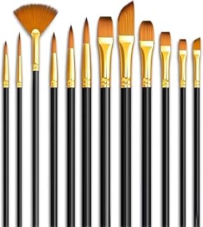 Eclet Craft 12-Piece Paint Brush Set  Professional Round Pointed Nylon