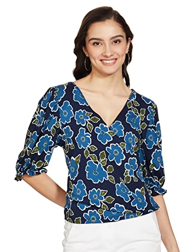 Harpa Women's Floral Top (GR7054A_Navy Small)