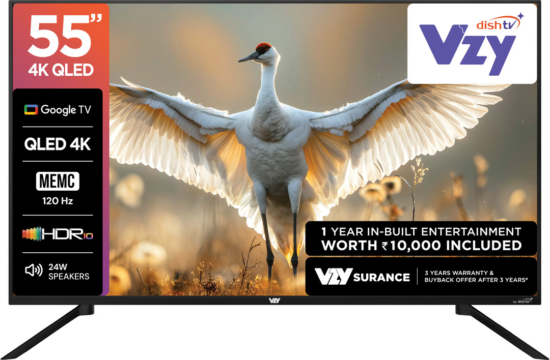VZY by DishTV with DTH & OTT Subscription 140 cm (55 inch) QLED Ultra