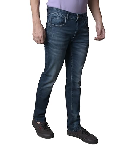 i'sol Mens Stylish Straight Relaxed Fit Cotton Blend Stretchable Jeans