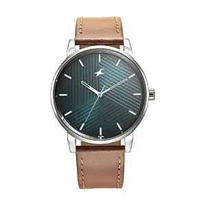 Fastrack Men Stunners Quartz Analog Green Dial Brown Leather Strap Wat