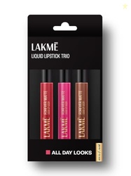 Lakme Liquid Lipstick Trio- All Day Looks, Forever Matte, Pack of 3, L