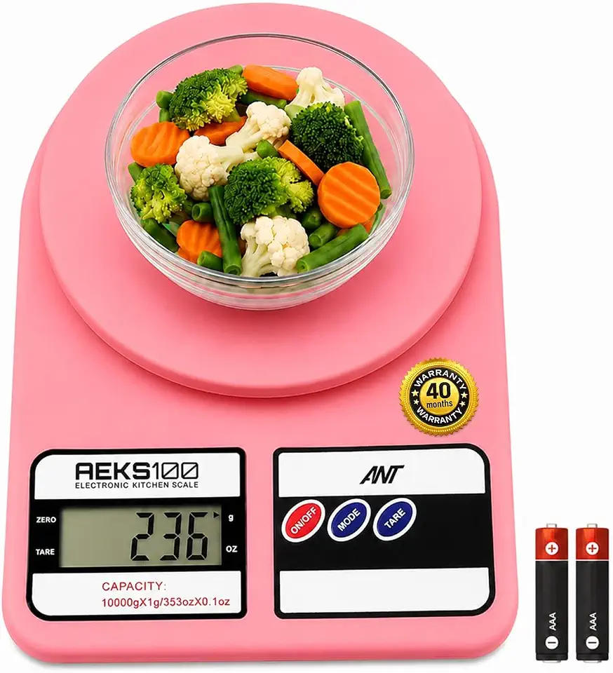 ANT AEKS100 Electronic Kitchen Scale Pink | Digital Food Weighing Scal