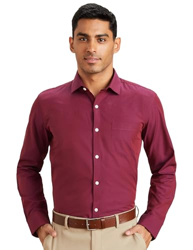 Amazon Brand - Symbol Men's Cotton Rich Formal Shirt | Plain | Full Sl