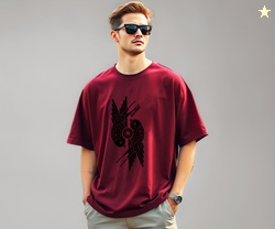 Mens Loose Fit Oversized Printed Cotton T-Shirts Half Sleeve Drop Shou