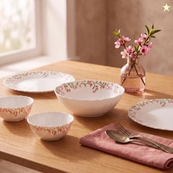 La Opala Novo Opalware Dinner Set, 10 Pcs for Family of 2, Spring Mead