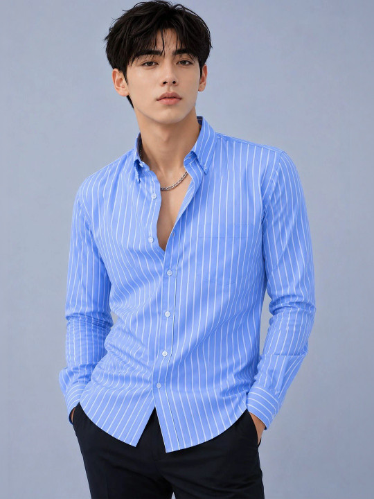 SEEWAYS Men Comfort Slim Fit Striped Casual Shirt