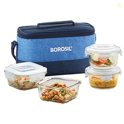 Borosil Container Glass Lunch Box (Prime, 320ml x 2 + 240ml x 2 Univer