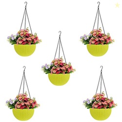 Go Hooked Plastic Hanging Pot, Yellow, 4.8 Inch, 5 Pieces Go Hooked Pl