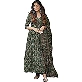 Nermosa Women Printed Flared A-Line Kurta with Pant and Dupatta Suit S