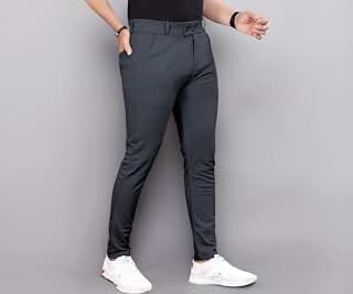 Slim Fit Men's Formal Mid Rise Trousers - Solid Lycra Blend, Ideal for