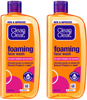 Clean & Clear Foaming 480ml| Clinically proven| Pimple & Acne removal