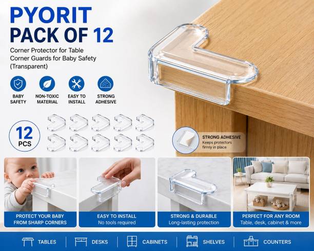 PYORIT Pack of 12 Silicone Corner Protectors | Baby Proofing Edge & Co