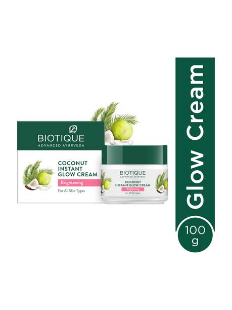 Biotique Coconut Brightening Instant Glow| Lightweight Face Cream| All