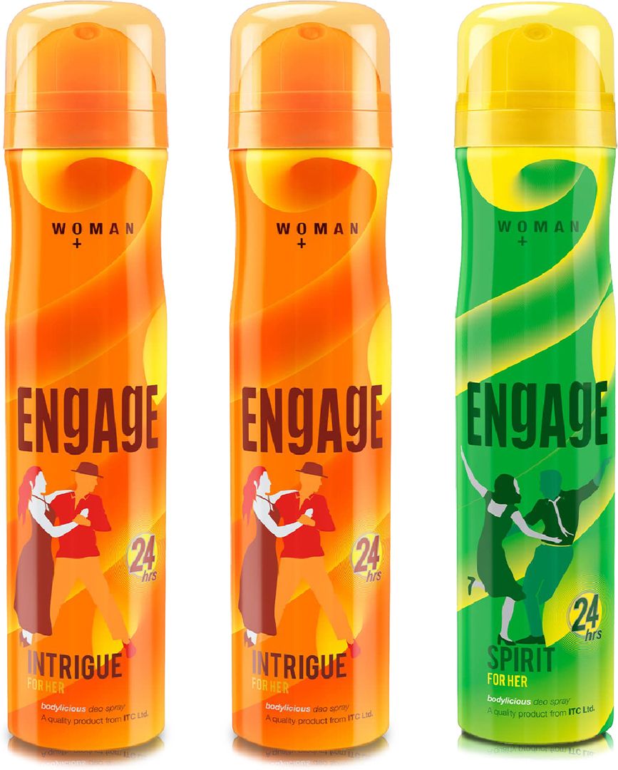 Engage Deo Combo 2 Intrigue for Her 150ml & 1 Spirit for Her 150ml Deo